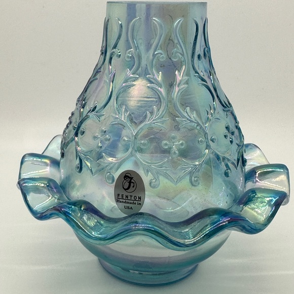 Fenton aqua blue Spanish lace carnival glass fairy light never used - Picture 3 of 6